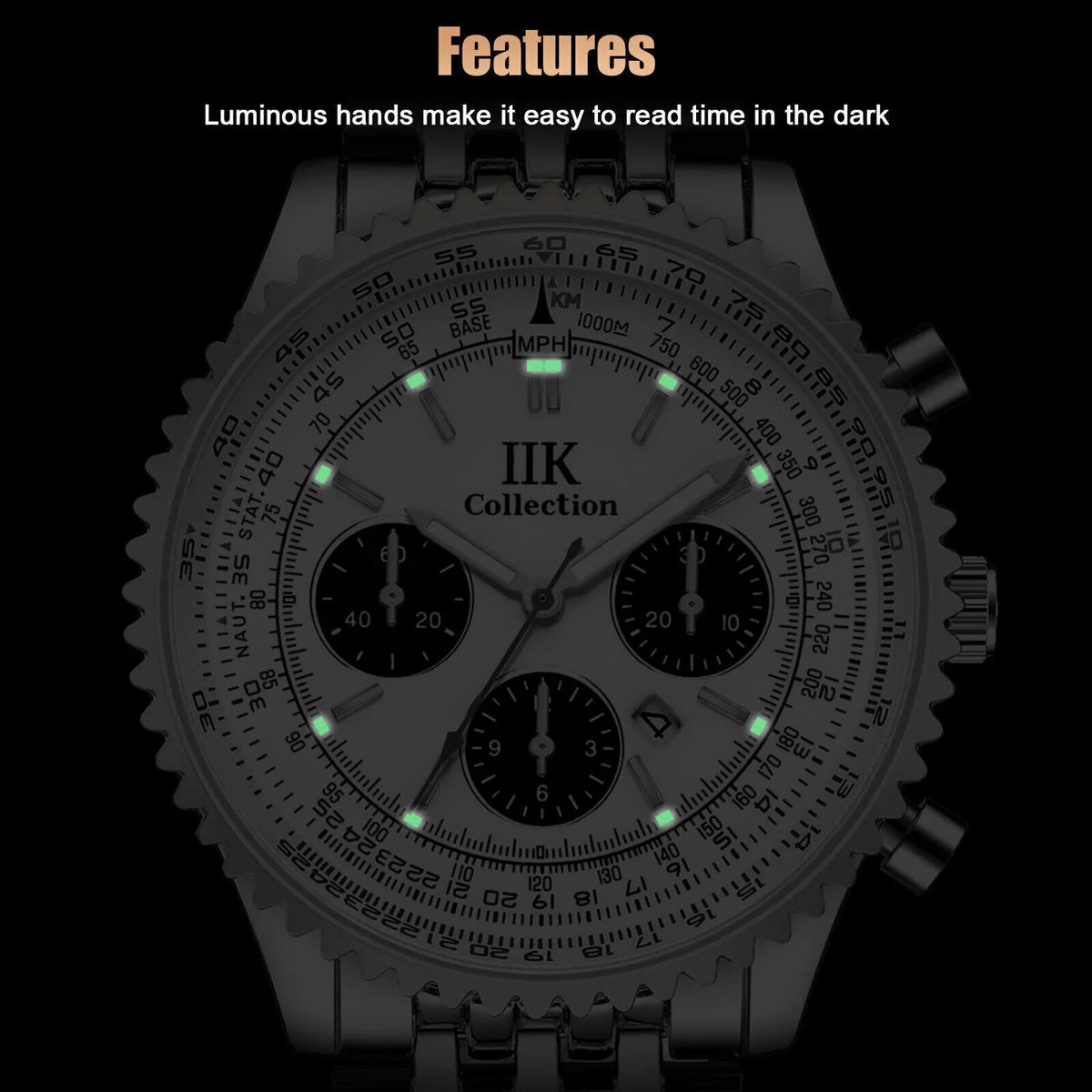 Steel Bracelet Stainless Men Relojes De Luminous Quartz Watch Waterproof Hombre
