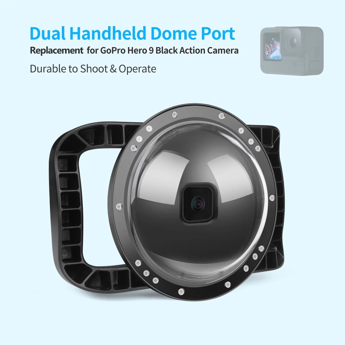 Eryue Ive Port Mashem Waterproof Camera Waterproof Dome Case Camera 9 180° 10 Case 45m 9 Port Wide Camera Dual Dual Case Port Handle SHOOT 180° 45m Port,Camera Case Handle