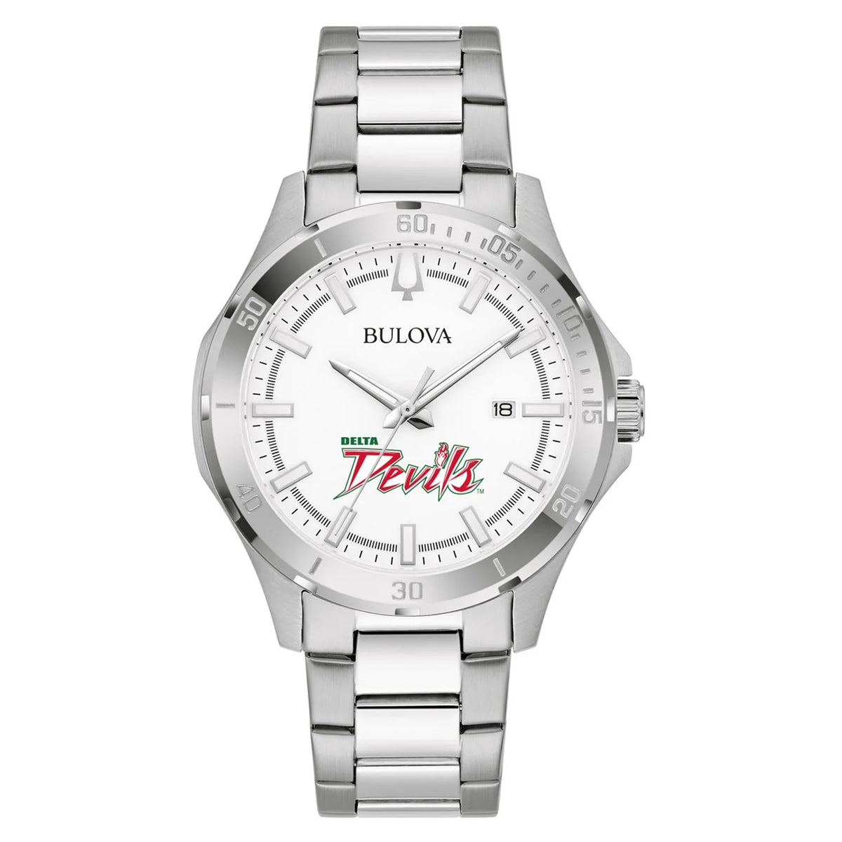 Devils Stainless Valley Steel Men's State Mississippi Watch Silver Classic Sport Bulova Delta
