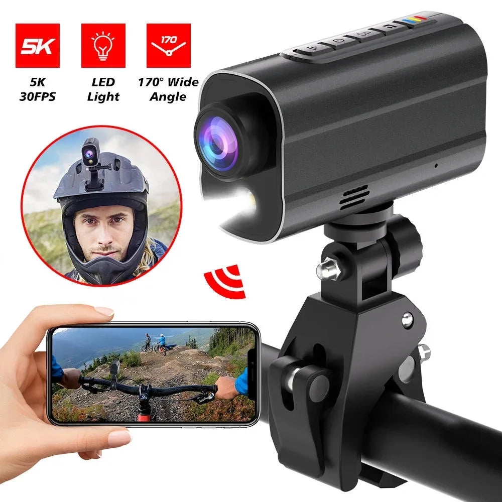 WiFi Drive Shake Bike with Recorder Sport Bicycle Riding Motorcycle Helmet Action 5K Led Light DV Camera Camera Anti Road