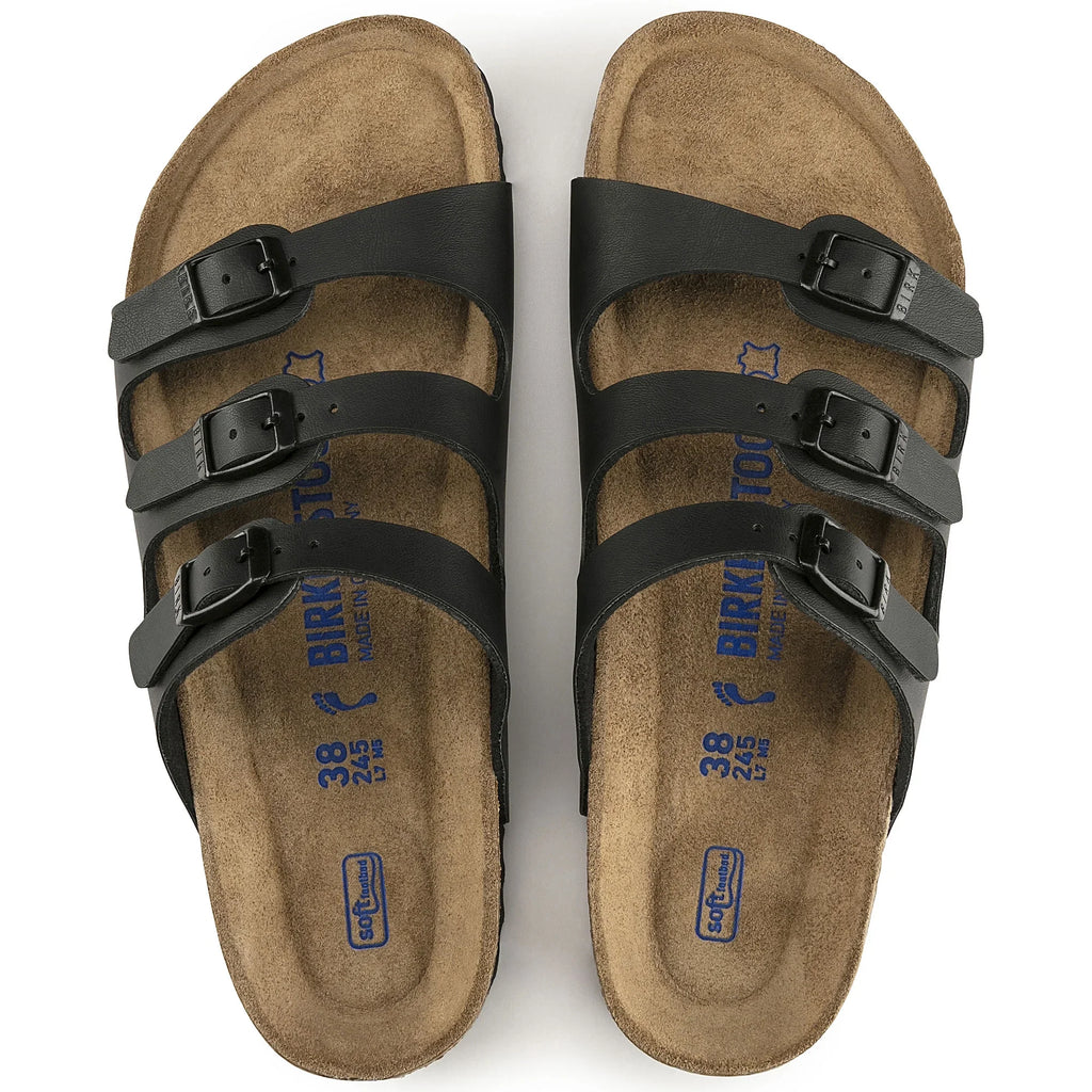 8-8.5 Sandal Florida Footbed 0053011 BIRKENSTOCK Black - BFL Narrow BLACK Women's Soft Birko-Flor