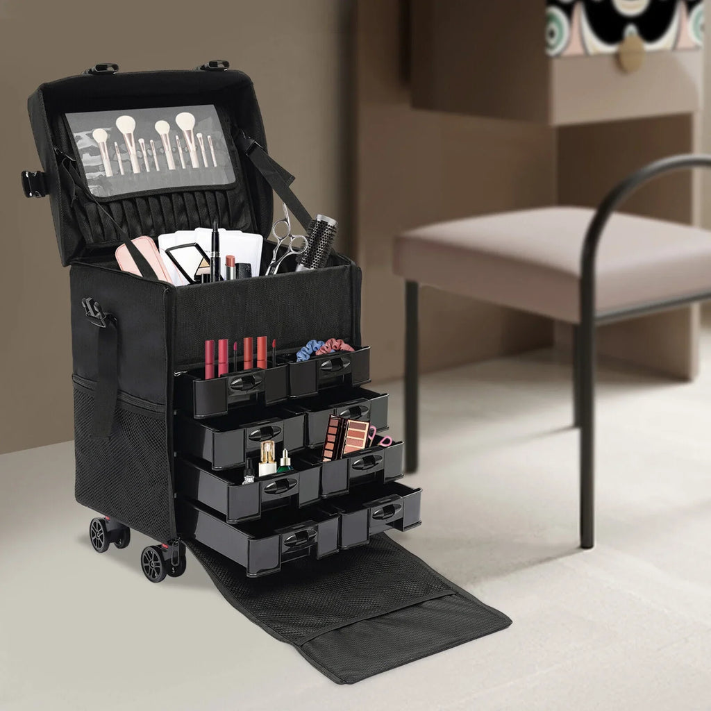 Makeup Makeup Wheels Up Trolley, with Suitcase Suitcase Rolling Case, Case Make Cosmetic Trolley, Cosmetic