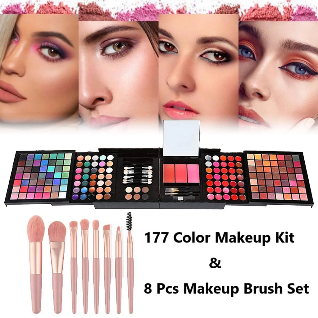 Pencil Gift Facial Eyeshadow Mirror, Powder Concealer Set Palette 177 Cosprof Eyeliner Colors Blusher Makeup Eyebrow with All-in-One Set, Cosmetic up Face Make Powder Combination