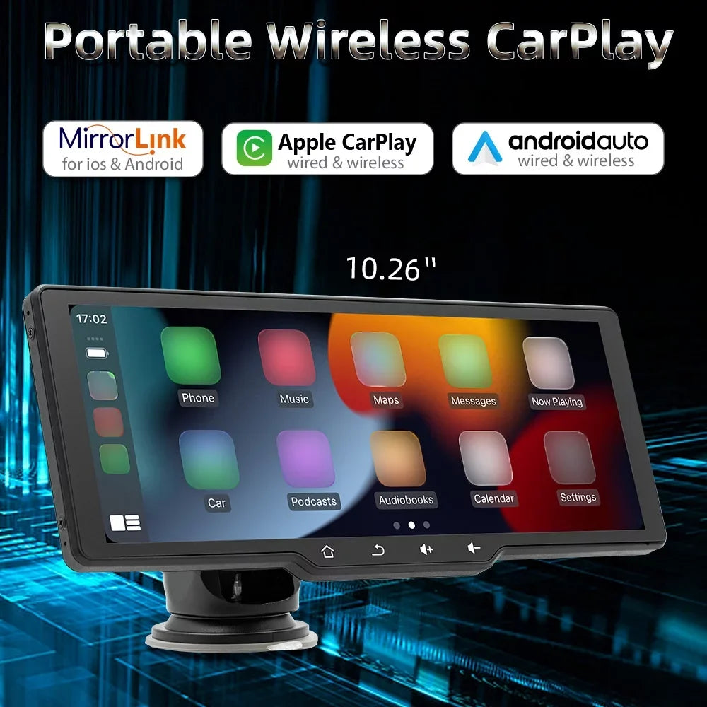Wireless Mobilephone Camcorder Player 10.26in Recorder Car Video CarPlay Car Camera Rearview Car Camera APP Car Multi-language Portable Auto MultiMedia Dcenta Control
