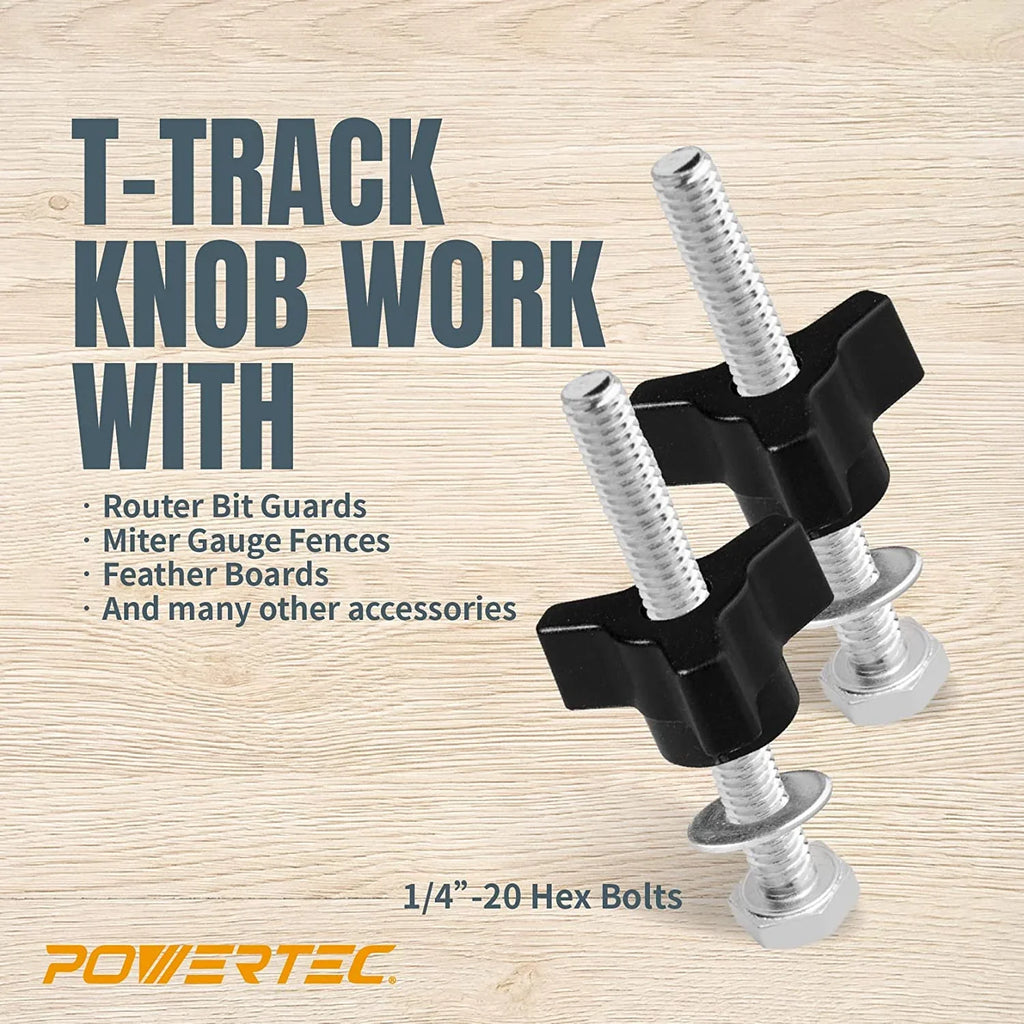 Woodworking T Clamps, Accessories Kit, Clamps, Jigs (71846) Fixtures and Kit T x and Knob Down Hex for 1/4-20 Washers, Hold Track 1-1/2" Track L 2x5-1/2" POWERTEC 10) w/Hold Track Down Bolts T of (Set