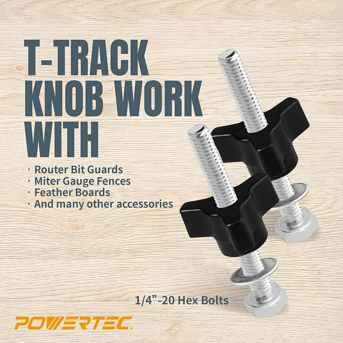 Woodworking T Clamps, Accessories Kit, Clamps, Jigs (71846) Fixtures and Kit T x and Knob Down Hex for 1/4-20 Washers, Hold Track 1-1/2" Track L 2x5-1/2" POWERTEC 10) w/Hold Track Down Bolts T of (Set