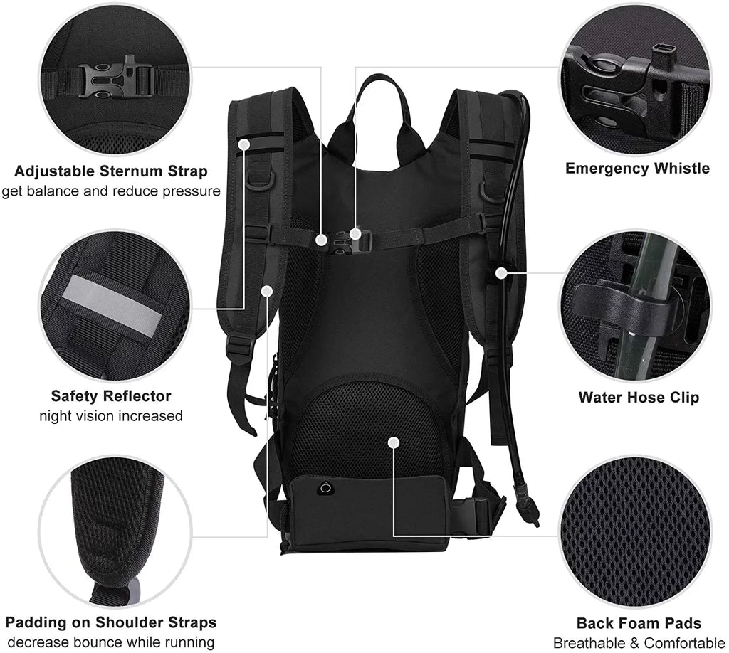 with Free liquid Running BPA Military Biking for 2L Bag Bladder, Pack Men Backpack Hiking Fits Thermal Daypack Tactical Adjustable Waist liquid Hydration Cycling Pocket liquid Insulation, Women SKL