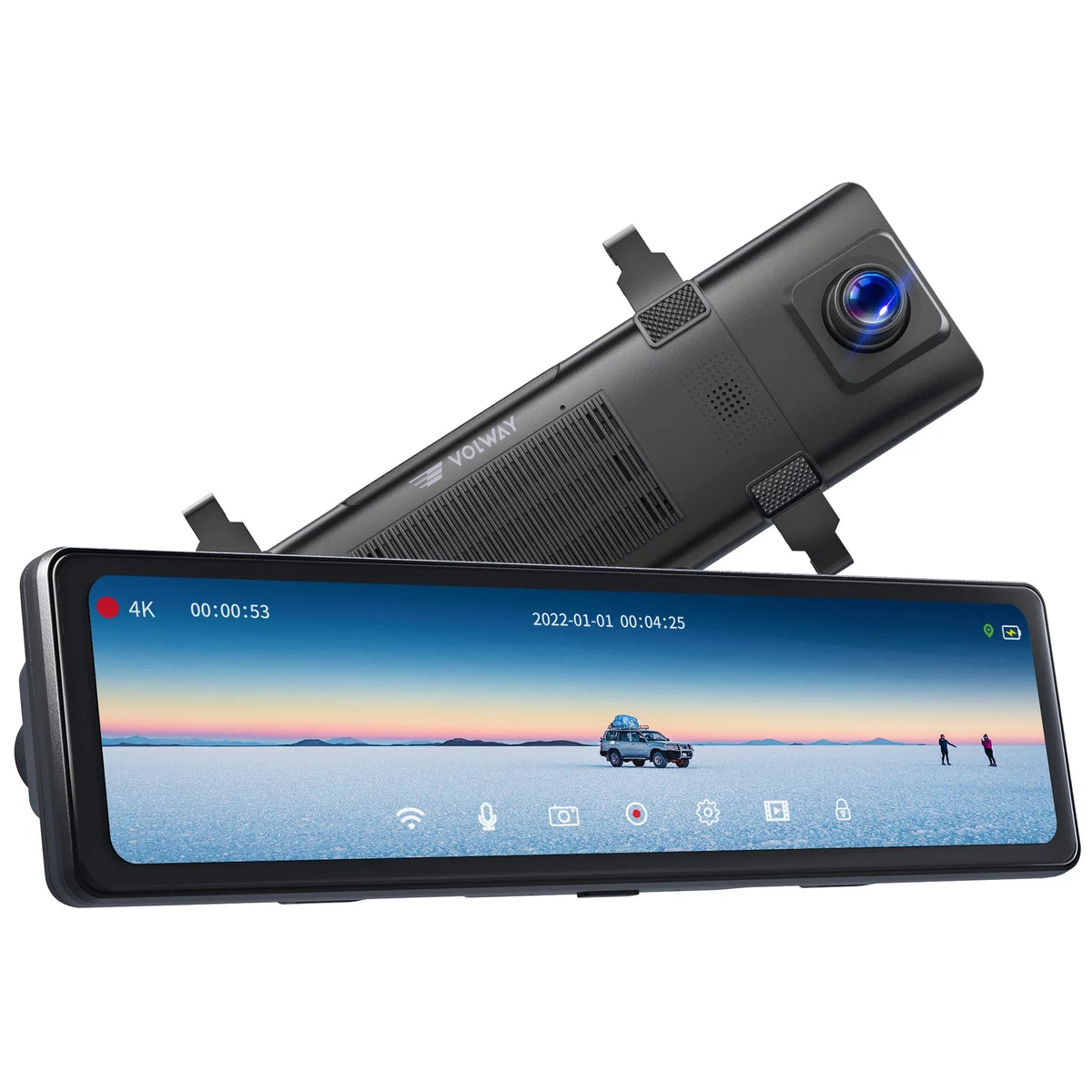 with Cam Voice Built-in GPS Control Cam- Rear UHD Mirror Front 12" and Mirror and 5MP Vantop Dash Dash H812