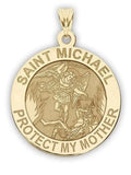 Yellow of Gold - - - 2/3 Saint Religious Michael Solid Protect 14K Medal dimension Inch Mother My Dime,