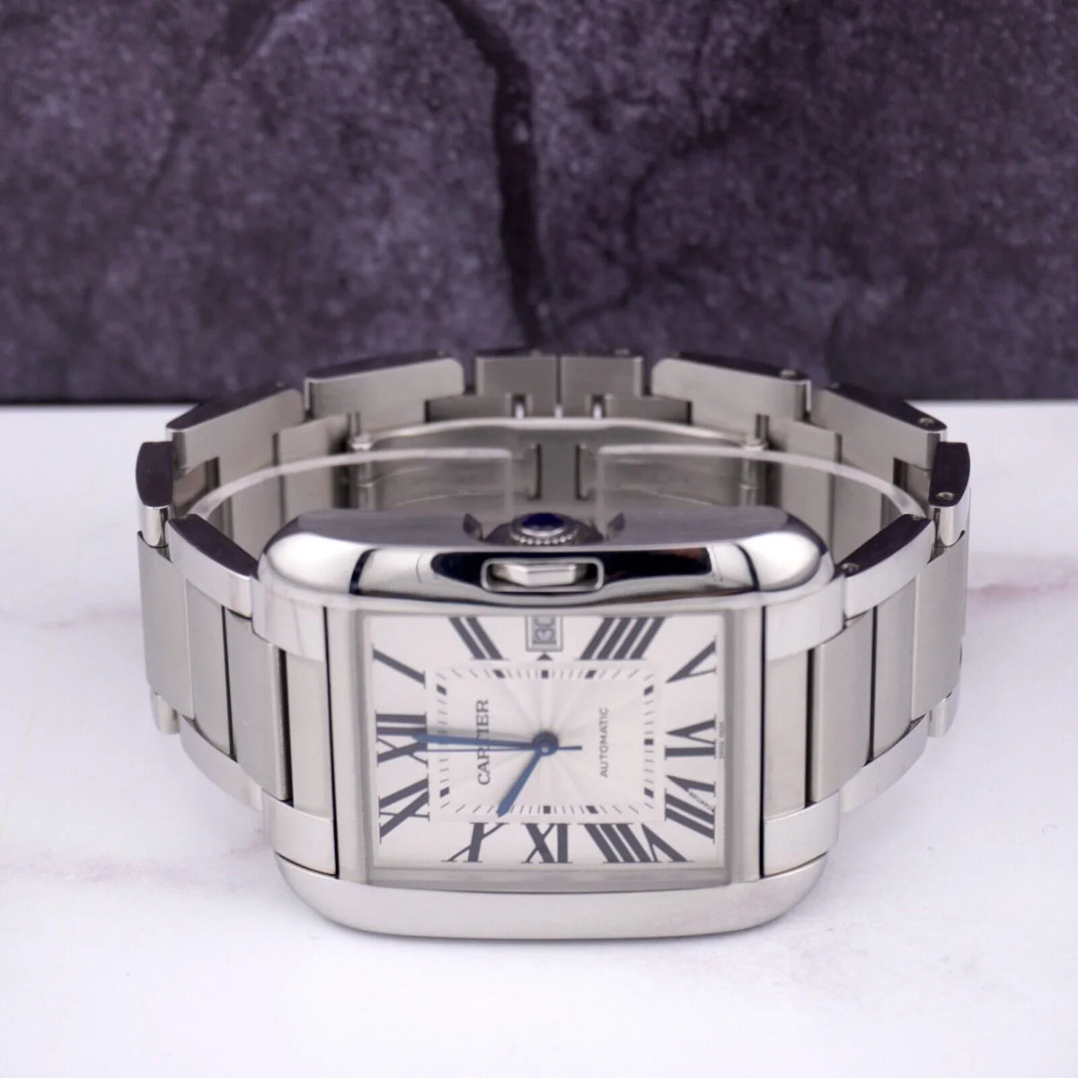 3507 Tank by Dial Watch Cartier 49mm Silver Mens Stainless Anglaise 37mm Steel