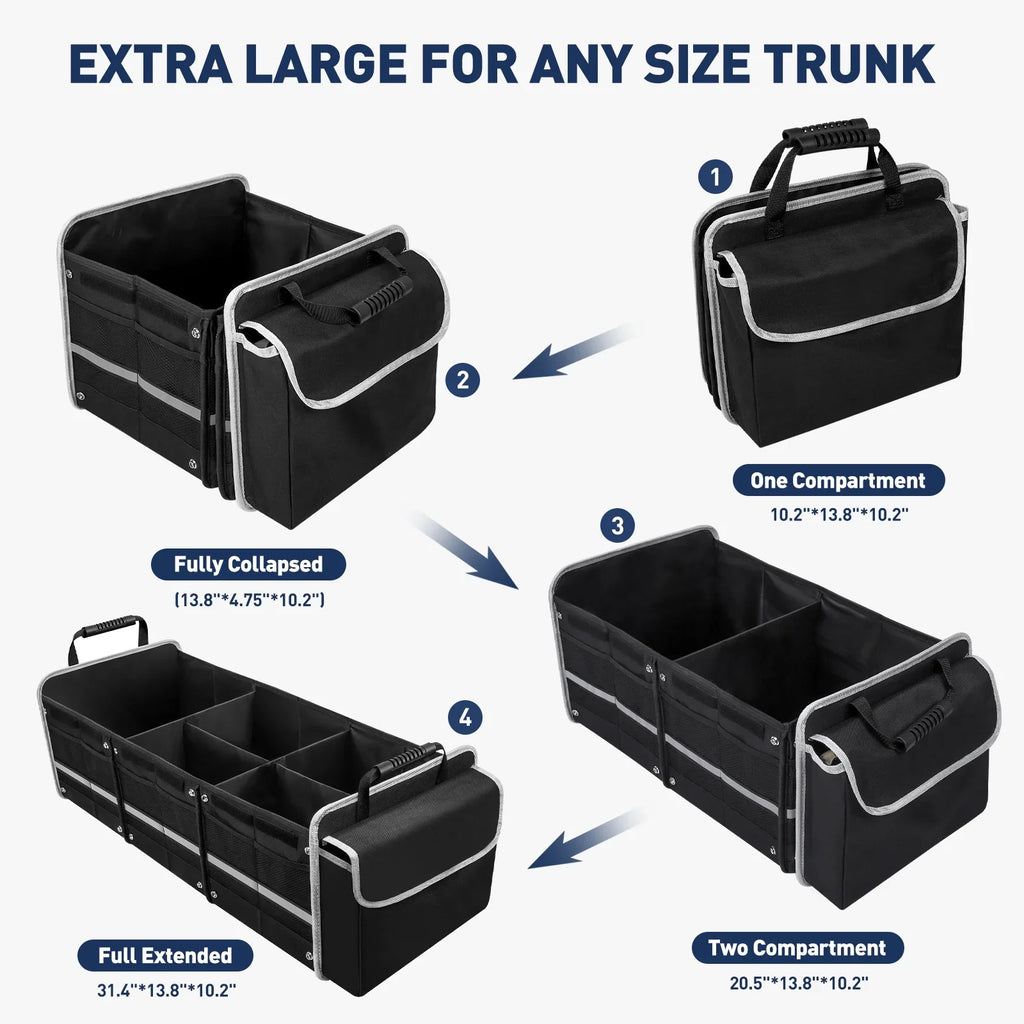 4 for Multi Bag Trunk Cooler SUV Car Truck Organizer, Leakproof Storage in 1 Box Trunk with Compartment Insulated Collapsible Storage Car