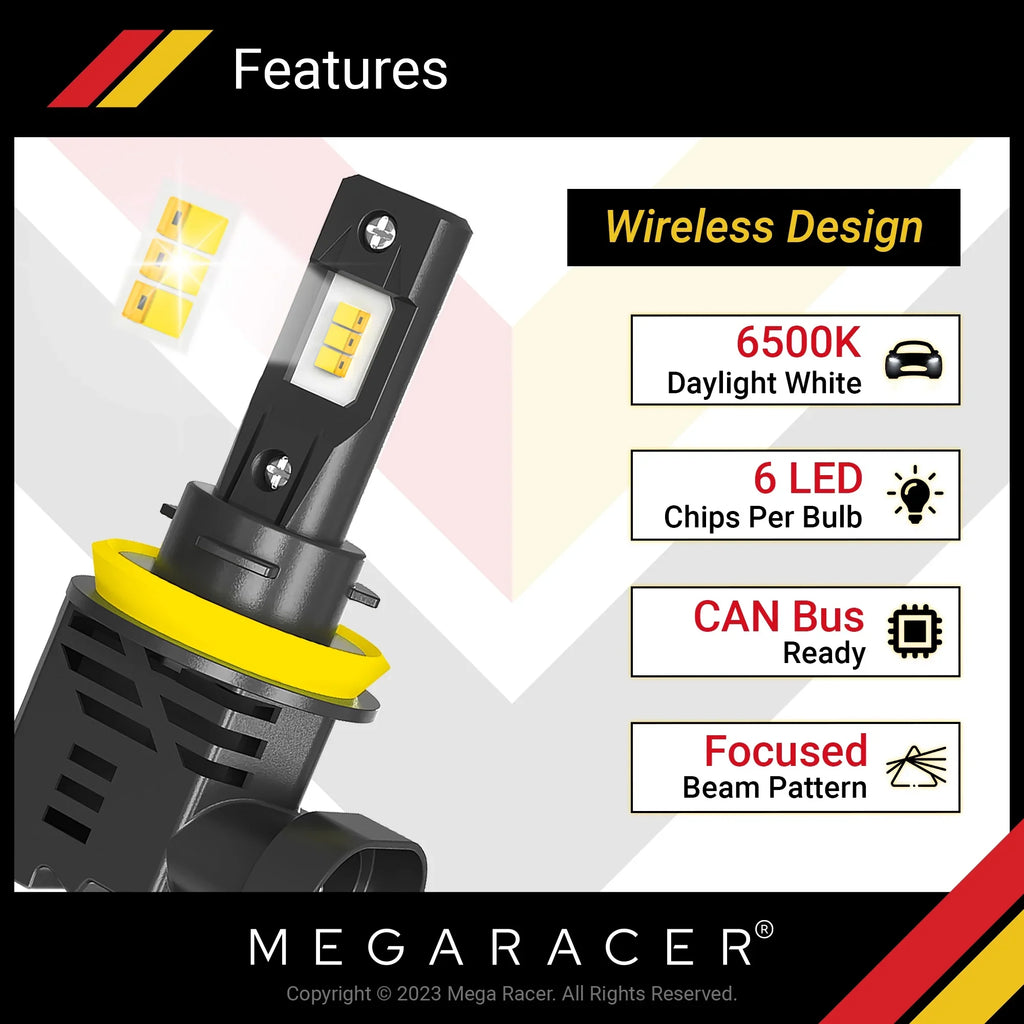 Automotive 50W Series Cool M 11 1 H9 1 12000LM Wireless H11 H16 Fog H8 Replacement Bulbs LED Headlight Racer 2011 Light Series M 12V White Mega 6500K