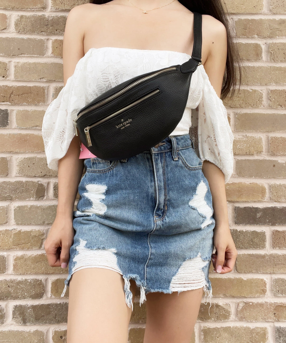 Kate Leather Spade Pebbled Leila Black Fannypack Bag Waist