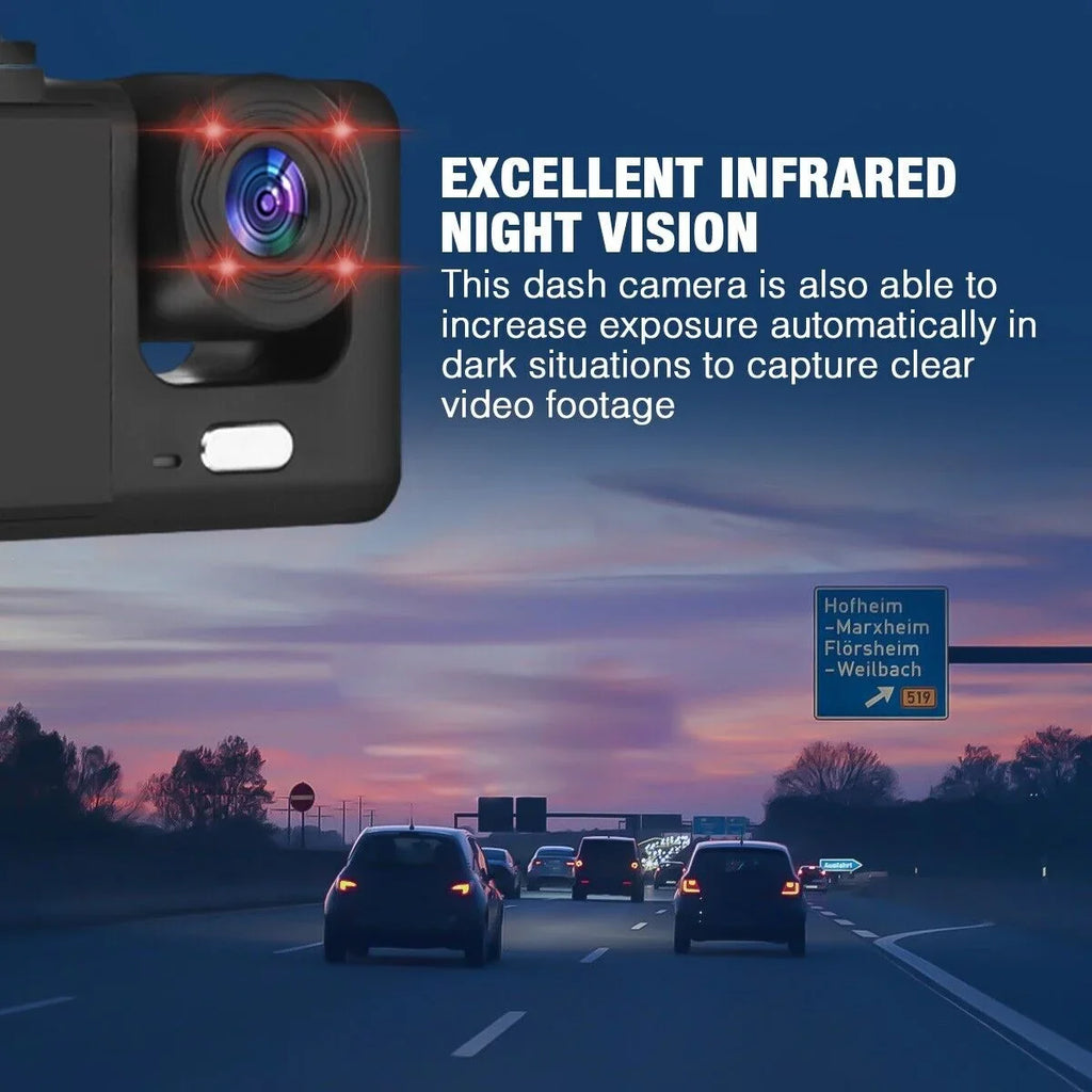 Car Recorder 1080P G-sensor Dash Lens Camera Dual Front/Rear/Inside Video Cam