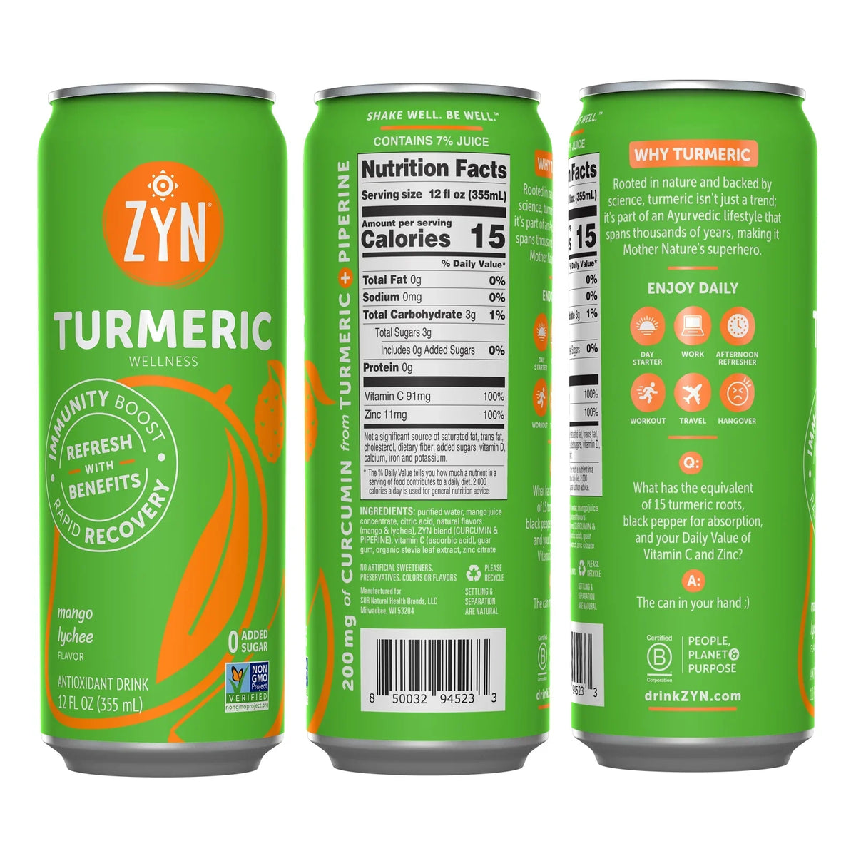 '- Lychee Turmeric Mango Wellness Immunity ZYN (6 Recovery Drinks & pack)