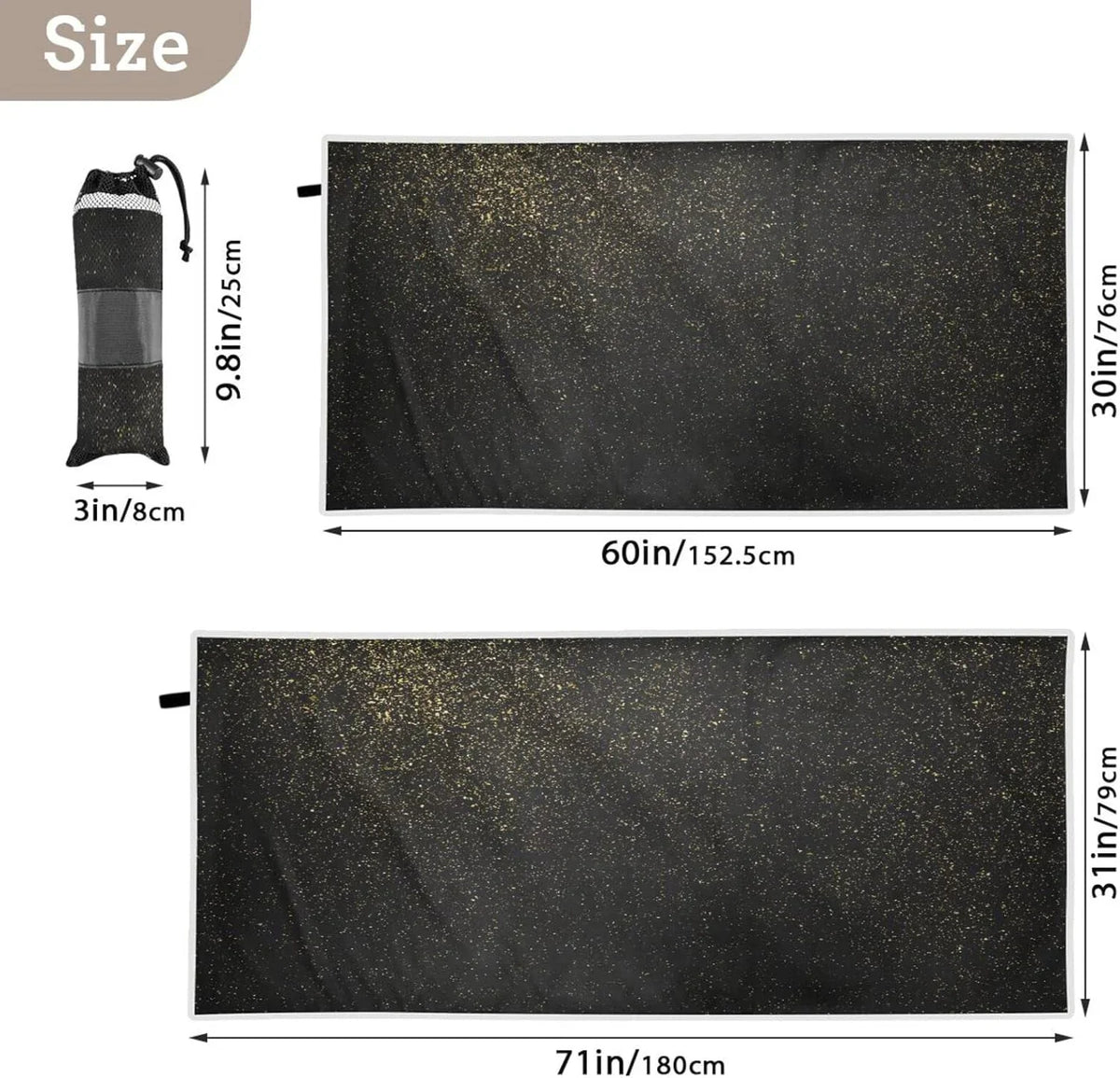 Glitter Absorbent Holiday（72） Bestwell Towels - Swimming Oversized Lightweight Texture Travel Super Compact Dry Camping Beach - Towel Towel Quick for