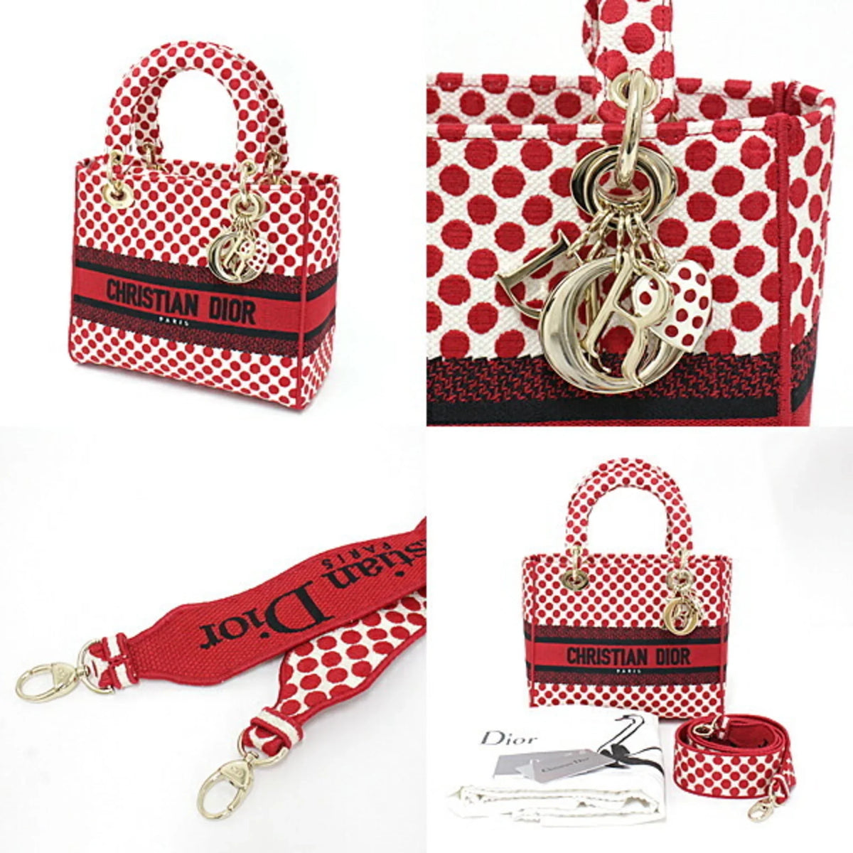 Medium Amour x Dot Pre-Owned Christian Mini Red Polka Canvas Bag Lady (Like Light New) Dior M0565OBBE_933U Handbag D-Lite Shoulder DIOR Dior Dee