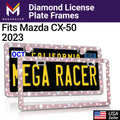 Mounting Rhinestones, Mazda Holes Pink Screws, Plate Diamond Sparkly Mega Car 23 Frames Mazda CX-50 Frame CX-50 2 with Racer 2023 License License Plate Bling