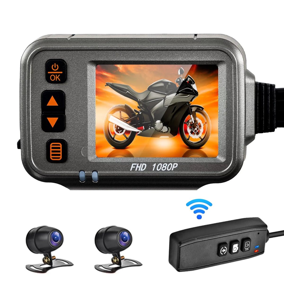 Body 1080p Waterproof Dash 32G Full ,120° With Motorbike After Recording Camera Night Timed Dual Walmeck storage Cam,WiFi Flameout Wide Motorcycle card Angle,Parking Monitoring, Vision