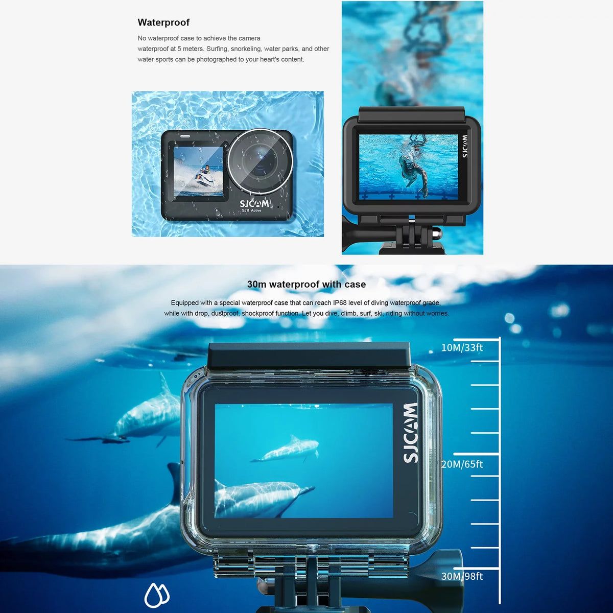 Camera Case Dual Streaming, Mini Anti-Shake, Supports Action 20MP, Screen, with Waterproof, SJ11Active Waterproof Live - and Adapters Comes