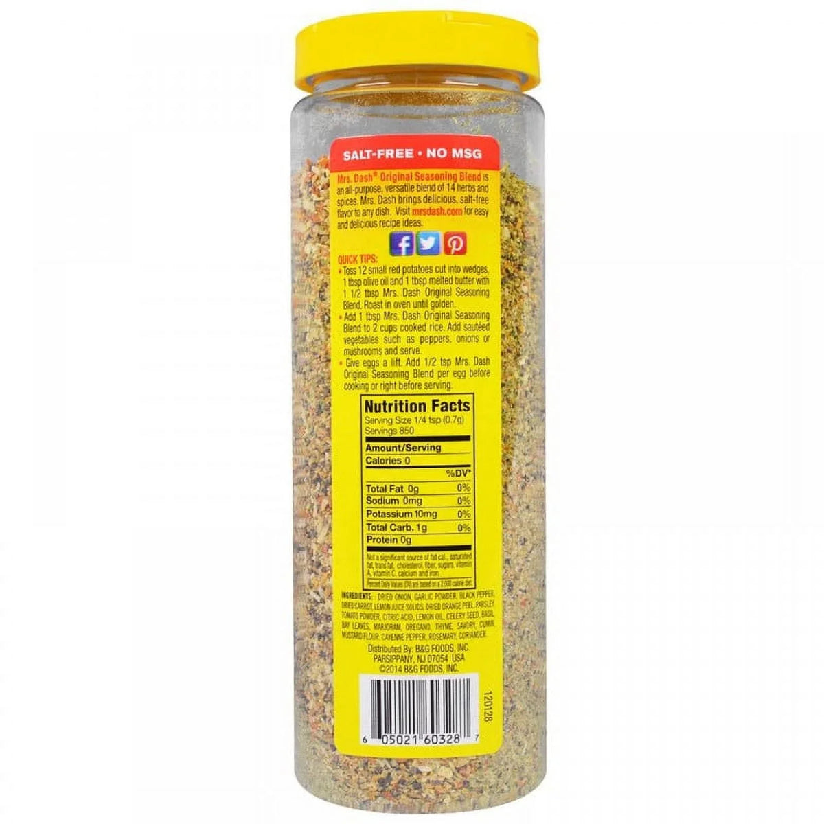 Seasoning Original Blend Pack Free 21 - 2 Dash Mrs oz Salt