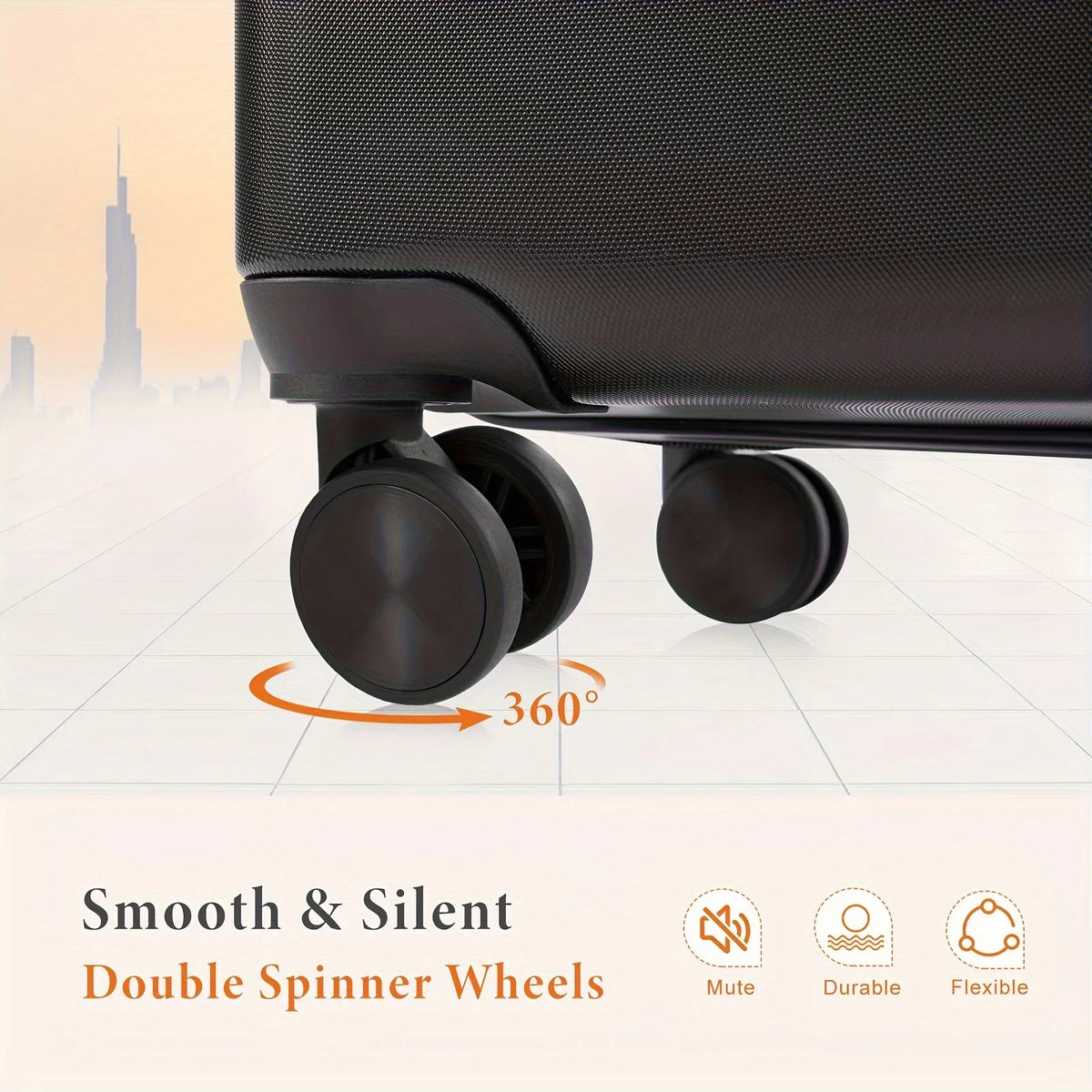Spinner Convenient Trolley Lock, Wheels – Case – Suitcase Durable Secure Lightweight for Double Travel TSA Jetsetters Carry-On &