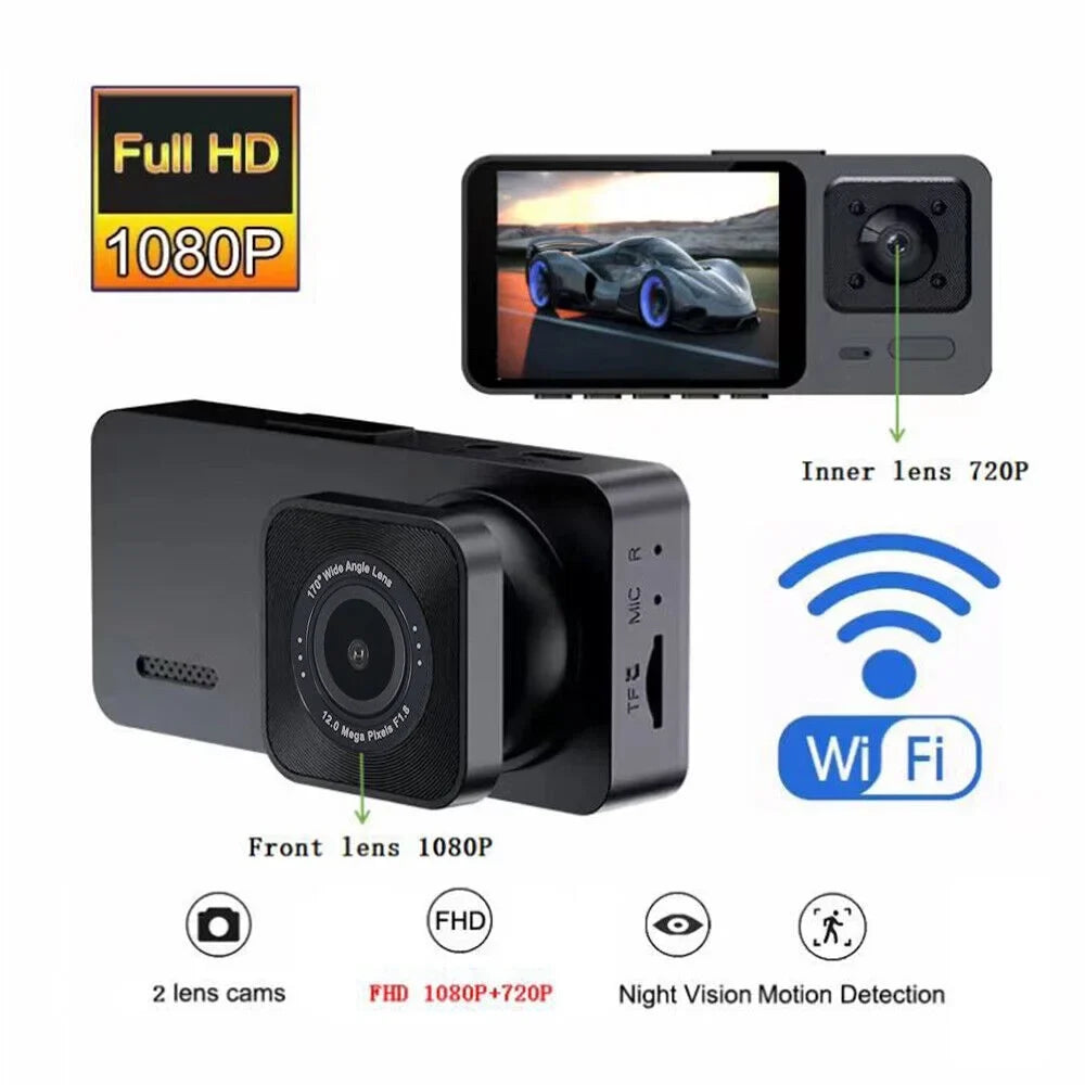 Cam Onemayship Camera Rear Lens DVR 3 Dash Recorder Inside G-Sensor Front 1080P Video Car