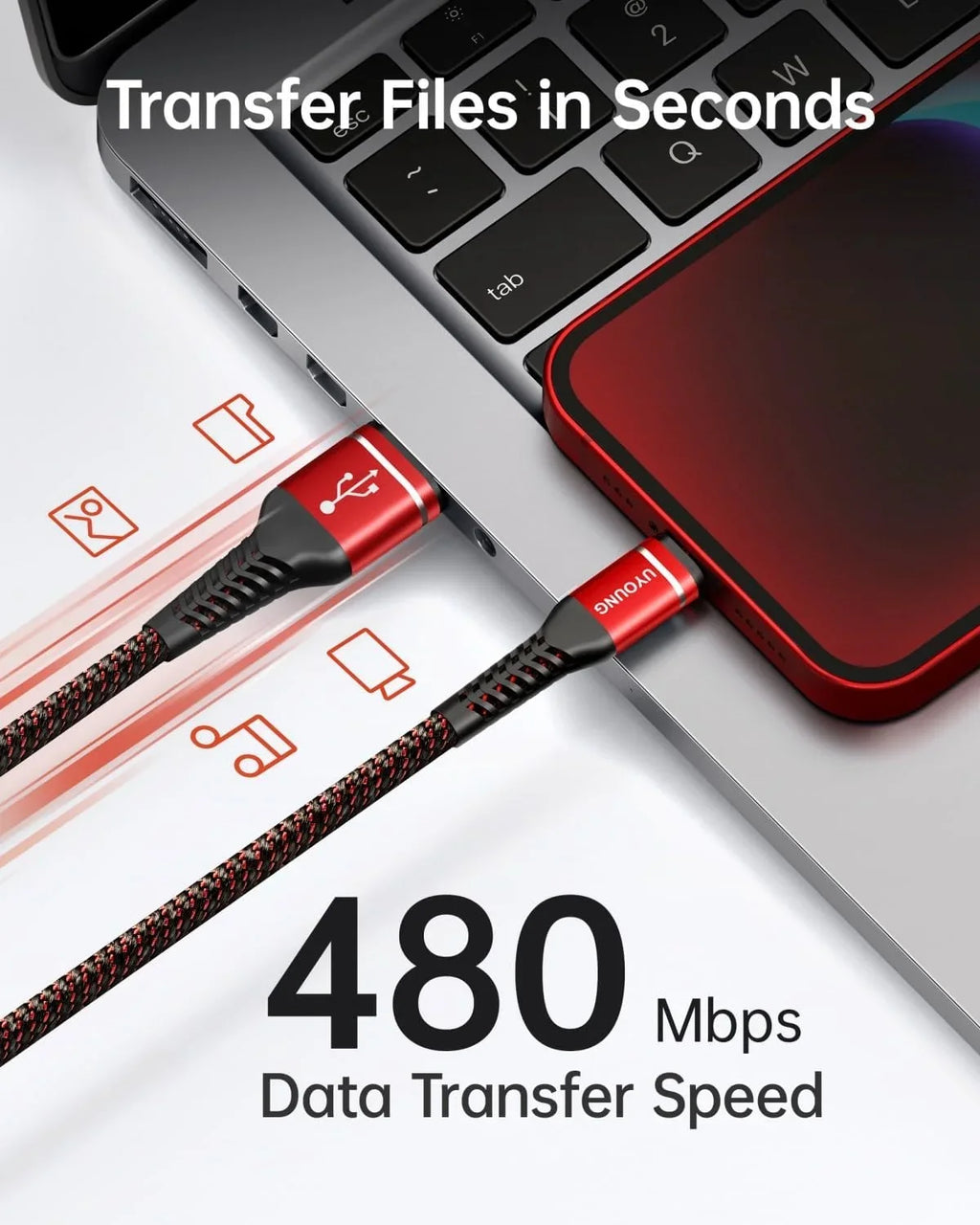 iPhone Long Compatible iPhone Unbreakable 10 Max/8/7/6/5S/SE, Cord with ft Fast Braided Charger Nylon Foot Charger 11/X/XS/XR/XS 10 Charging Red iPhone USB iPad Pro/Mini/Air(Red) Cord 3Pack