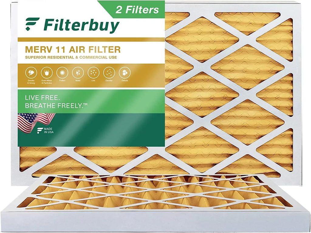 Filterbuy MERV Furnace HVAC 11 12x24x2 (2-Pack) Filters Pleated Air AC
