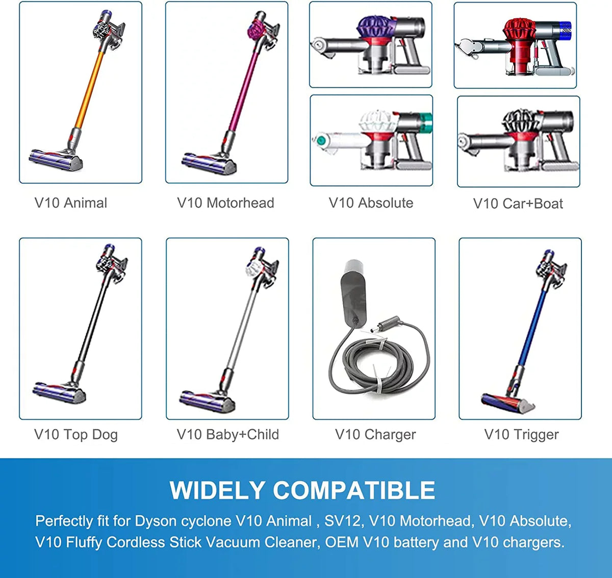 V10 V10 Compatible Zmoon Battery Motorhead Dy-son Cordless V10 Battery V10 Cleaner Absolute V10 for Replacement Stick Fluffy Vacuum 25.2V Dy-son SV12 with V10 Animal 5000mAh
