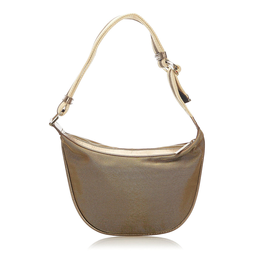 Pre-Owned Web Canvas Brown Fabric Bag Shoulder (Good) Women