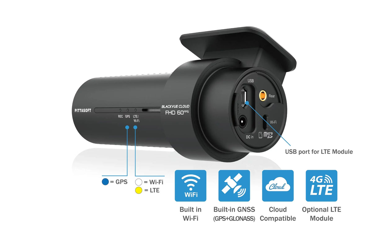 GPS, Voltage Module STARVIS | 64GB LTE HD Mode Plus Dashcam BlackVue Full Dual Cloud | Back-Illuminated | | DR750X-2CH Image Monitor via Optional Wi-Fi, LTE Parking Sensor Built-in