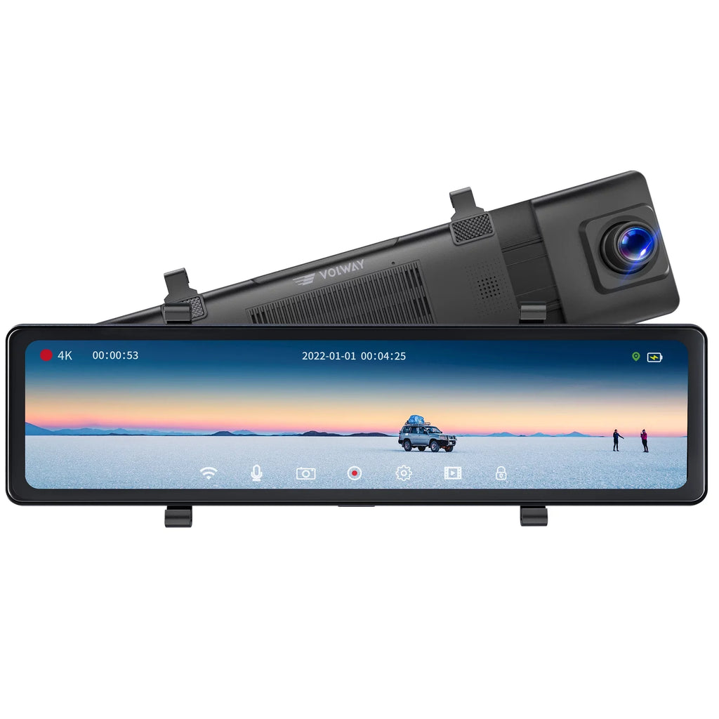 with Cam Voice Built-in GPS Control Cam- Rear UHD Mirror Front 12" and Mirror and 5MP Vantop Dash Dash H812