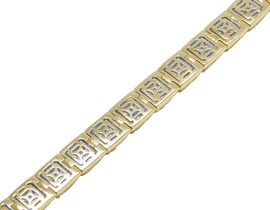 6.6 8MM 10K CT Gold Yellow Cluster Bracelet 8.5" Men's Diamond