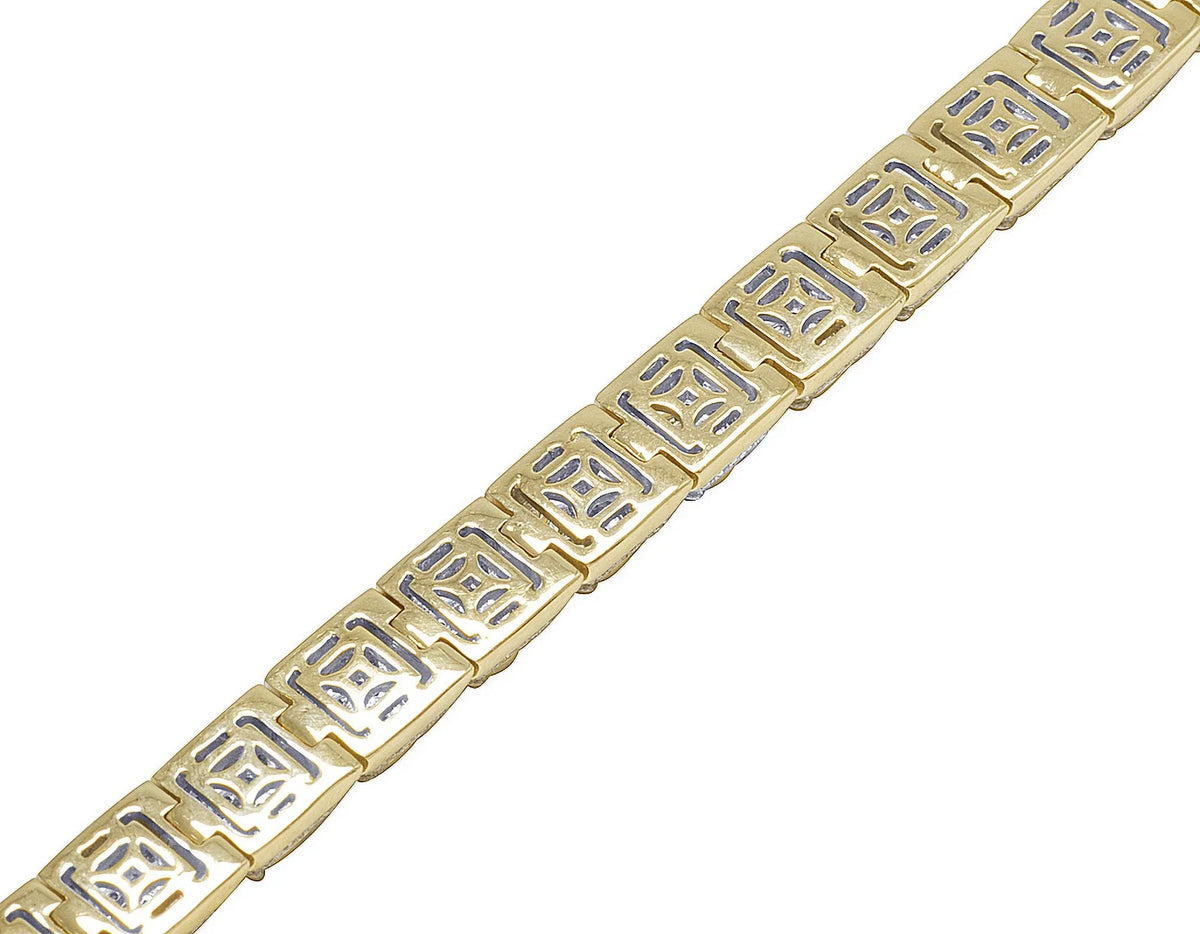 6.6 8MM 10K CT Gold Yellow Cluster Bracelet 8.5" Men's Diamond
