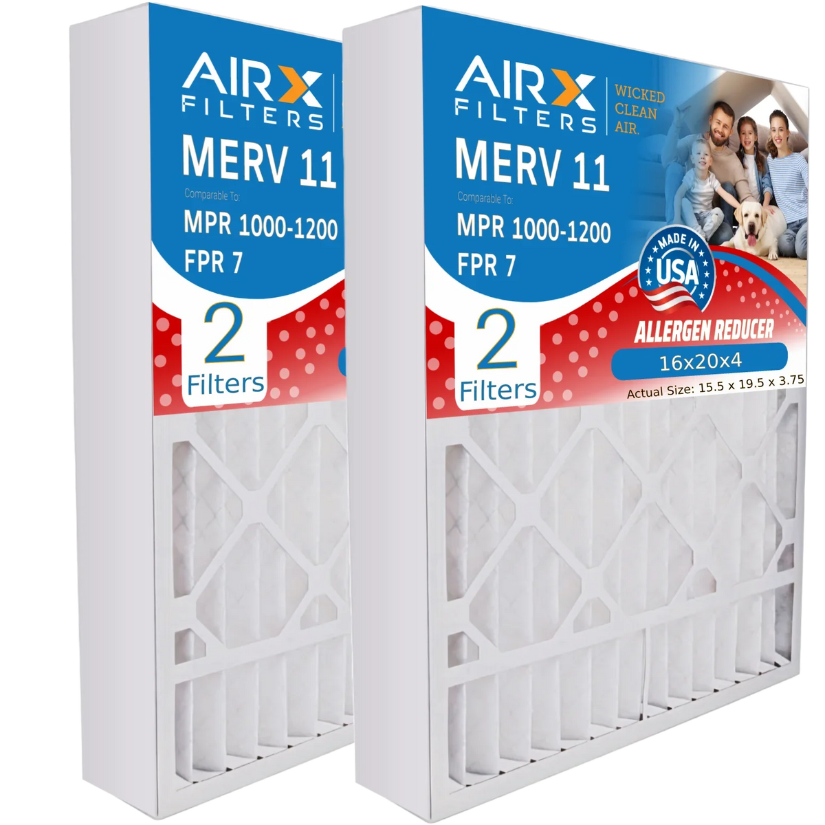 USA by Carrier 11 7 CLEAN Compatible Premium Filter & Made Filter FILXXFNC-0017 Pack 16x20x4 Bryant 1200 MPR Furnace FPR WICKED Comparable AIRX AIR. 2 Air MERV 16x20x4 FILTERS to 1000, MPR with