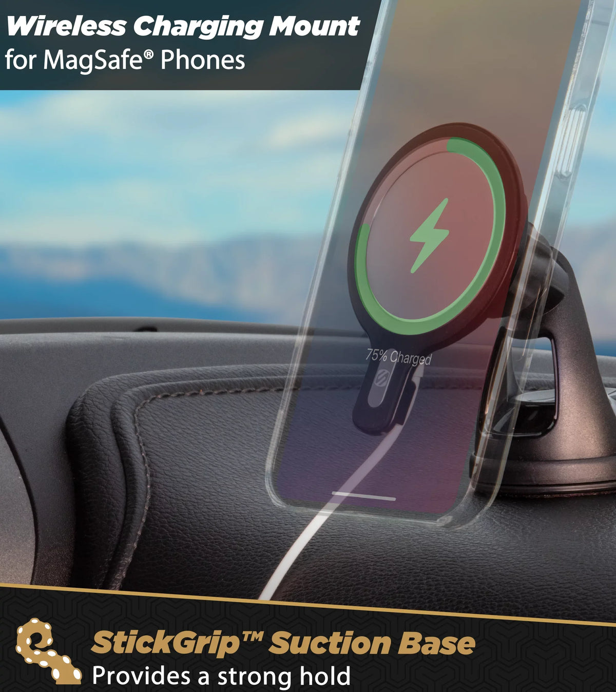 Kit MSC MagSafe Holder (MagSafe with Is MSHWDPD20-SP MagicMount Phone Charger Mount Compatible Window/Dash Chargers, NOT Black Car Included) Scosche