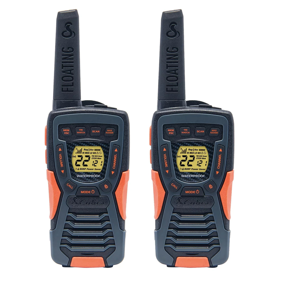 ACXT1037R-FLT - 37-mile Range Talkies Walkie Cobra Two-Way Radios Floating, Rechargeable (2-Pack)
