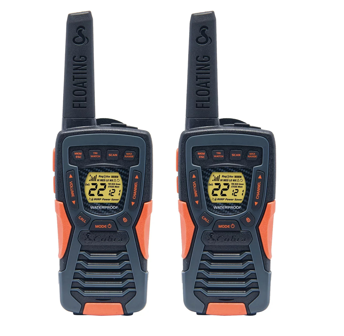 ACXT1037R-FLT - 37-mile Range Talkies Walkie Cobra Two-Way Radios Floating, Rechargeable (2-Pack)