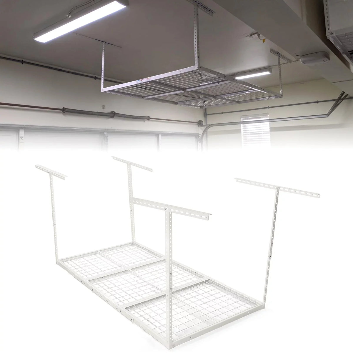 Ceiling Storage White x Storage Adjustable Length Garage Width Kojem 36" Overhead 3x6 72" x Rack, 40" Height,