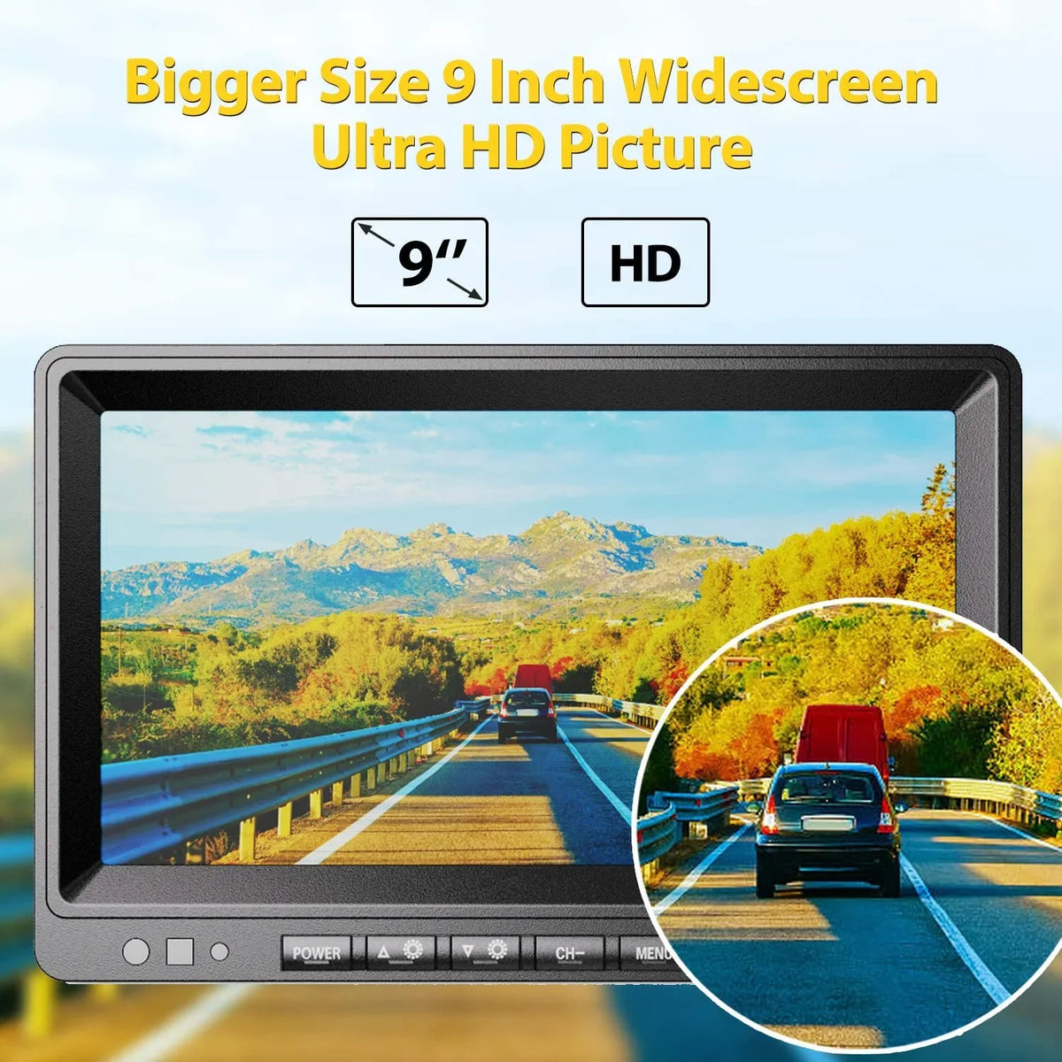 View Monitor Front IP69 Monitor, Camera Trailer Built-in FHD Rear RV for Truck 9" Side System Signal Xroose + WX4 Camper, Stable Bus Recorder Backup Extra Wireless Camera w/ 1080P Reversing Motorhome