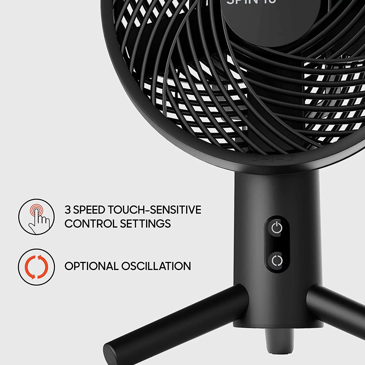Image Black 15.5", Sharper Desktop SPIN Fan, Oscillating 10
