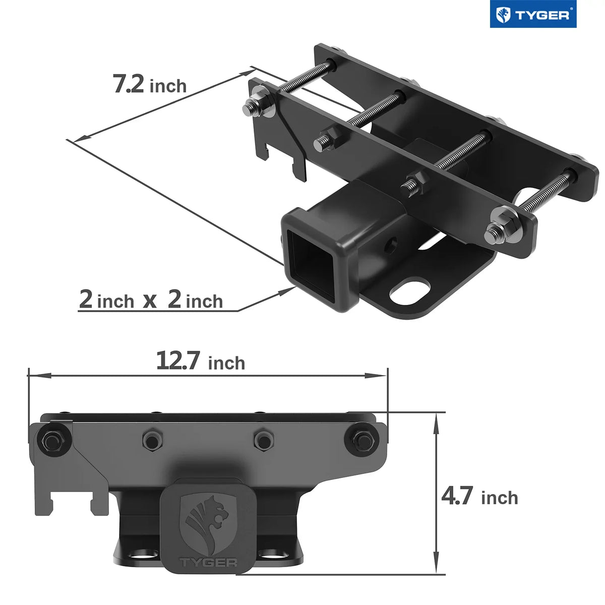 Auto Trailer (Include Tyger Compatible Factory Hitch engine; Hitch design TG-HC2J003B Cover with 20-24 & Rear Tow inch Jeep 2 Towing diesel 4xe) 21-24 JL/JLU Hitch Receiver 2018-2024 Wrangler Kit