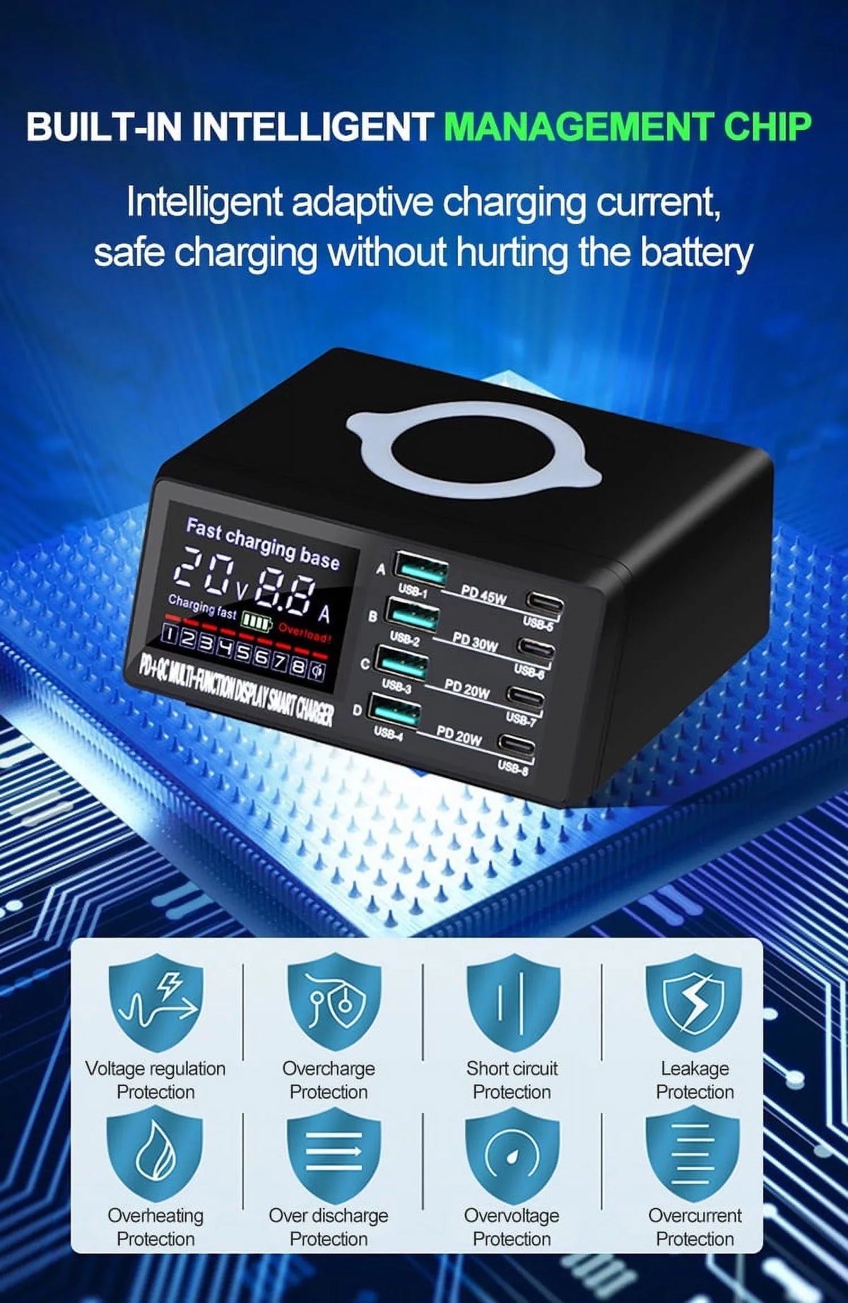 12 USB Phone Charging PD 11 Fast Charger iPhone 13 Charger Huawei USB Charger Adapter Station Xiaomi For 110W RIWPKFH Wireless C