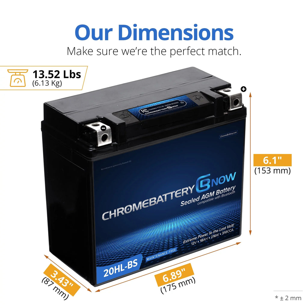 Ytx20hl-bs 12 Volt,18 Spark Ah, Smartphone Cca) Personal 900 - Chrome for Brp Now AGM Intelligent (20hl-bs 2021) Wireless Battery (sea-doo) (2014 270 Battery Connectivity Years - Watercraft