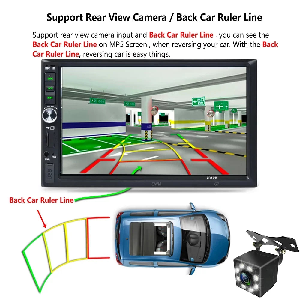 Mirror Double Support and And ios Camera Link(Both Stereo HD Radio Din 7" Reverse System) Bluetooth Android Car Touch Screen with