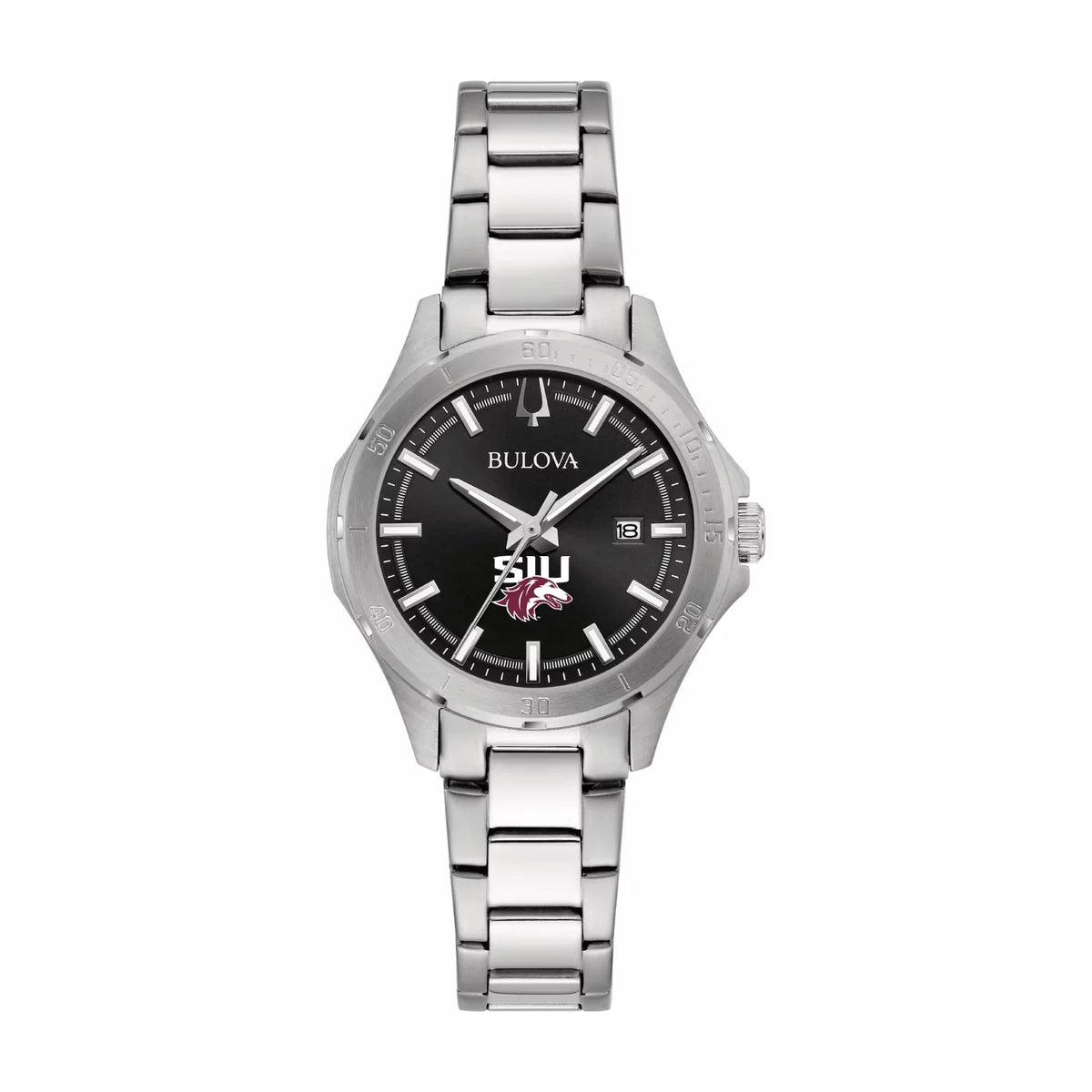 Black Women's Illinois Southern Salukis Watch Classic Stainless Sport Bulova Steel