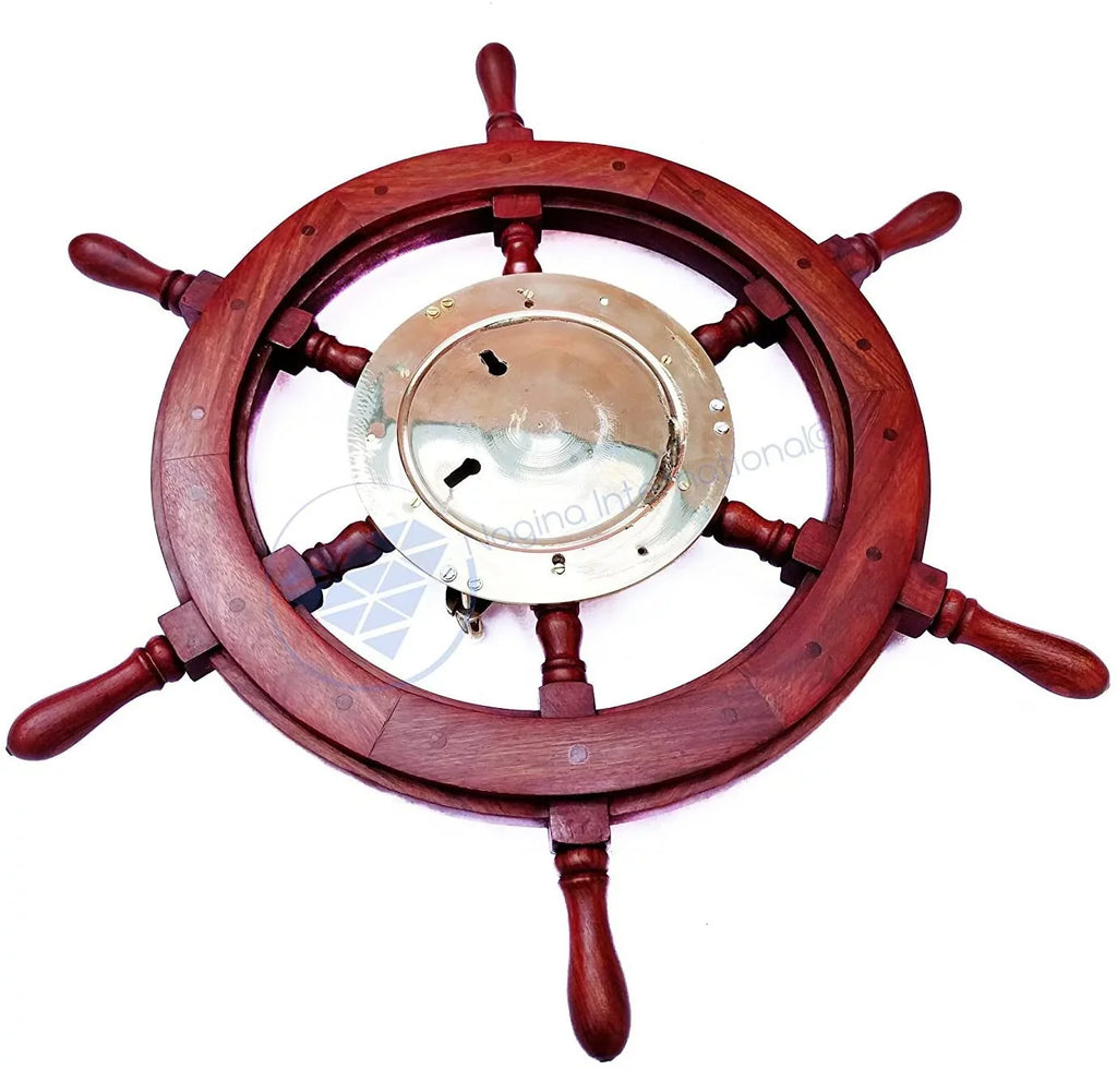 Time | Nagina Pirate's Inches) Clock Nautical Gift Polystone Polished London Ship Porthole Home International | Decor Sea's Wheel (48 Ocean Brass