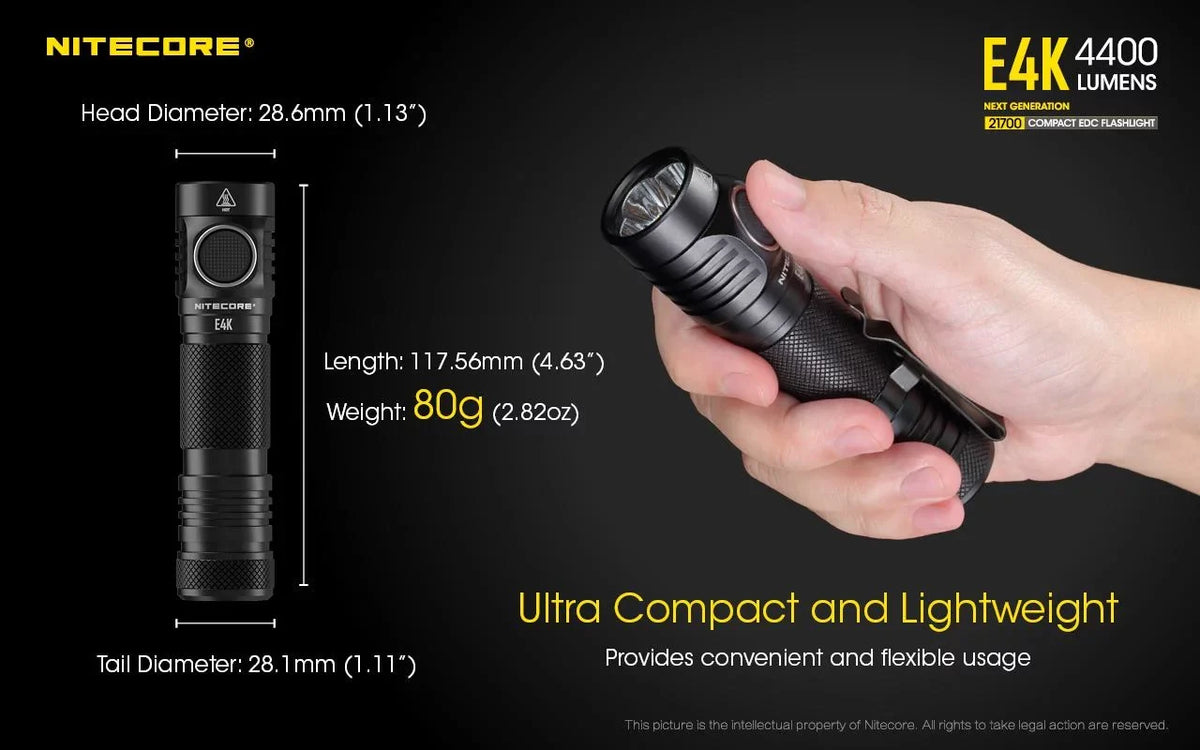 Keychain Flashlight 4400 - Light w/Tiki generation Mini E4K Combo: NITECORE -300 Lumens Lumens Next