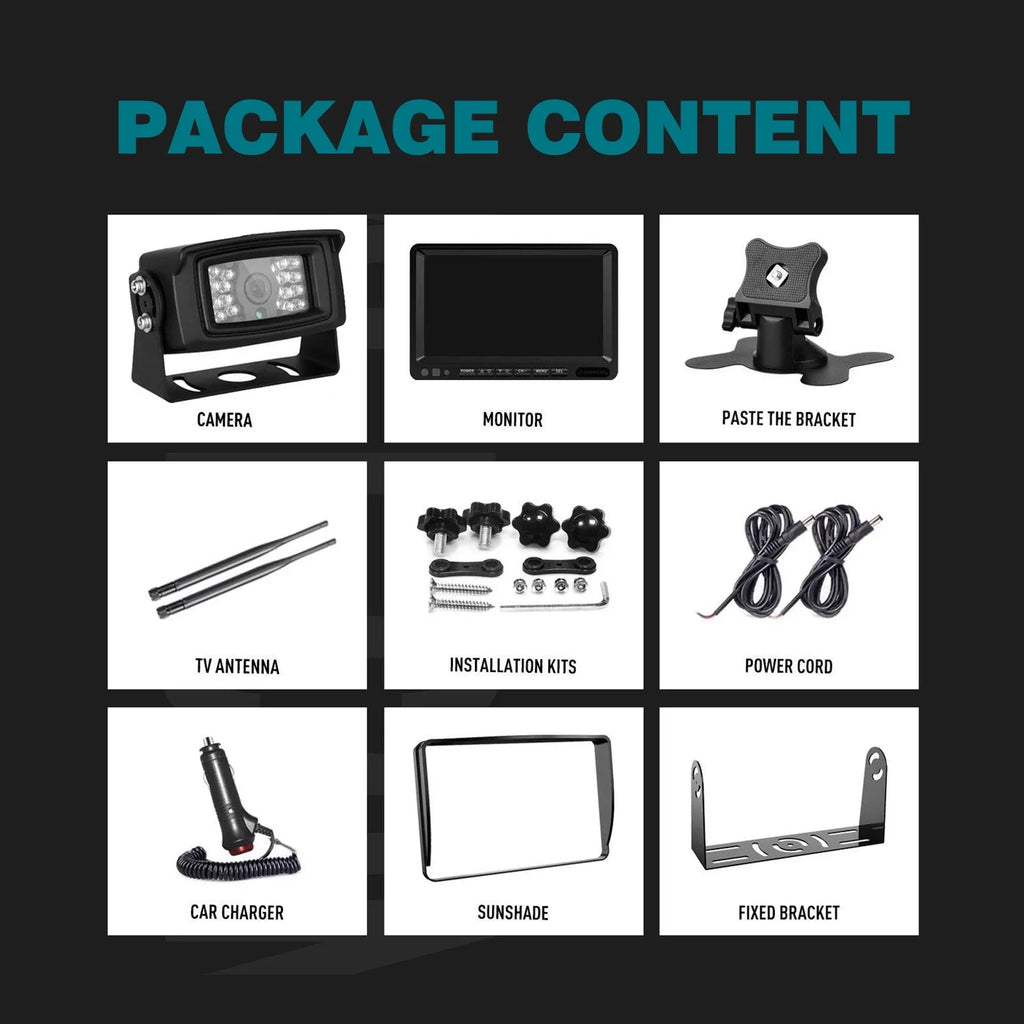 Kit Trailer for 1CH 7" Rear Backup Wireless AHD 1080P Camera Truck View Display